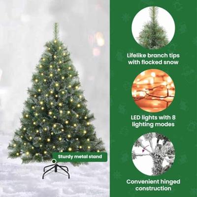 Kunstkerstboom met 150 LED met standaard Groen 150 cm PE en PVC