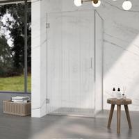 Fortifura Galeria Douchecabine - 90x90x200cm - scharnieren - deurgreep - stabilisatiestang - helder geribbeld - veiligheidsglas - Geborsteld RVS PVD (Rvs) SW1208821/SW1122566/SW797908/SW797951 - thumbnail