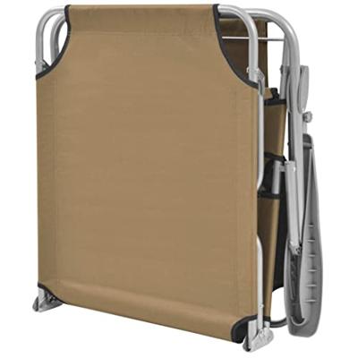 Ligbed met luifel inklapbaar staal taupe