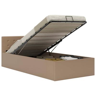 Bedfram met opslag hydraulisch kunstleer cappuccino 100x200 cm