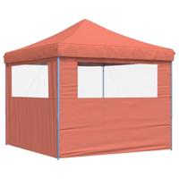 Partytent inklapbaar pop-up met 2 zijwanden terracottakleurig - thumbnail