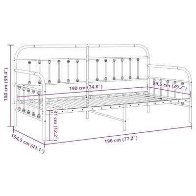 Bedframe voor een daybed met hoofdeinde Wit 100 x 190 cm Staal
