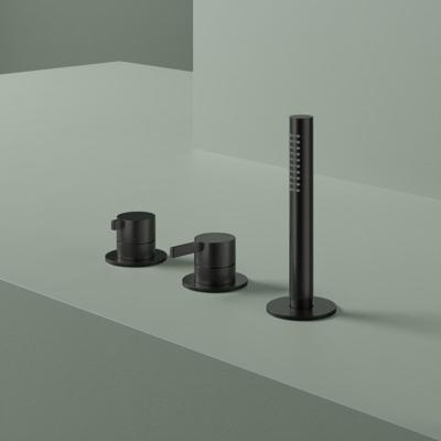 Hotbath Ace Badrandcombinatie Eenhendel Mengkraan met 2-Weg Omstel met Handdouche - Zwart - V01
