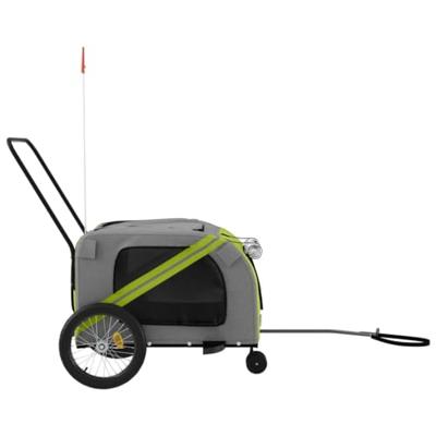 Hondenfietstrailer oxford stof en ijzer groen en grijs - thumbnail