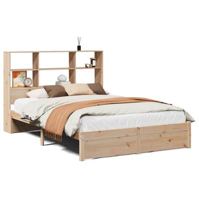 Bed met boekenkast zonder matras massief grenenhout 140x190 cm - thumbnail