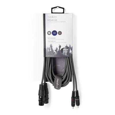 Nedis COTH15230GY30 Xlr-audiokabel 2x Xlr 3-pins Female - 2x Rca Male 3,0 M Grijs