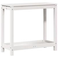 VidaXL Oppottafel met schap 82,5x35x75 cm massief grenenhout wit - thumbnail