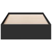 Bedframe met lades bewerkt hout zwart 75x190 cm - thumbnail