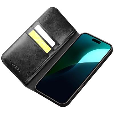 Qialino iPhone 16 Plus hoesje - Leren bookcase - Zwart Qialino iPhone 16 Plus hoesje - Leren bookcase - Zwart