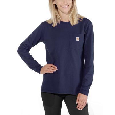 Carhartt Vrouwen Lange Mouwen Werkshirt met Borstzak Donkerblauw