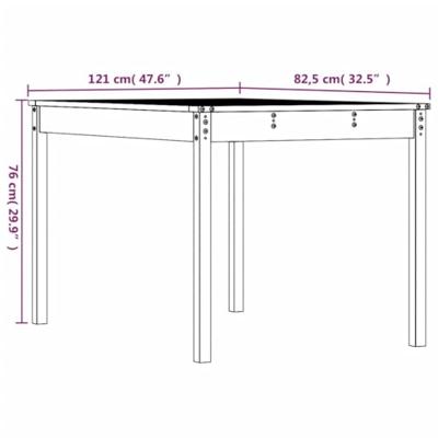 Tuintafel 121x82,5x76 cm massief grenenhout wit