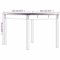 Tuintafel 121x82,5x76 cm massief grenenhout wit - thumbnail