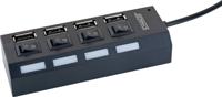Schwaiger UH4013 UH4013 USB-hub 4 poorten USB-A USB 2.0 480 MBit/s Zwart - thumbnail