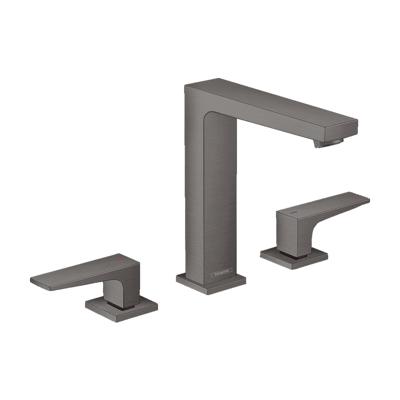 Wastafelmengkraan Metropol HansGrohe 3-Gats 160 met Rechte Greep en Push-Open Afvoer Geborsteld Zwart Chroom