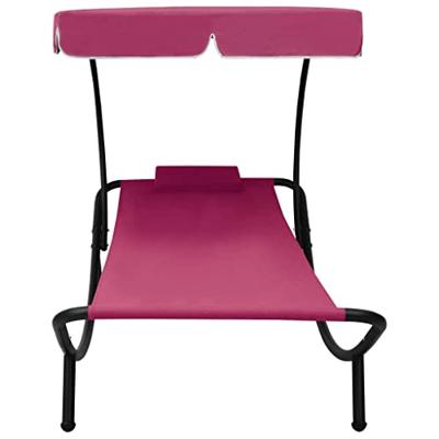 VidaXL Loungebed met luifel en kussen roze