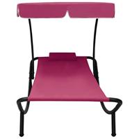 Loungebed met luifel en kussen roze - thumbnail
