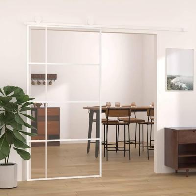 Schuifdeur 102,5x205 cm ESG-glas en aluminium wit