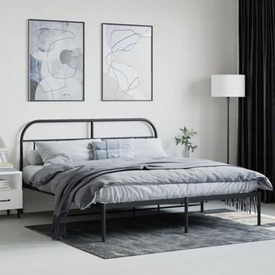 Bedframe met hoofdbord metaal zwart 180x200 cm Bedframe met hoofdbord metaal zwart 180x200 cm