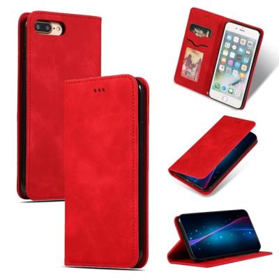 Retro huid voelen Business magnetische horizontale Flip lederen case voor iPhone 8 plus/7 Plus (rood) Retro huid voelen Business magnetische horizontale Flip lederen case voor iPhone 8 plus/7 Plus (rood)