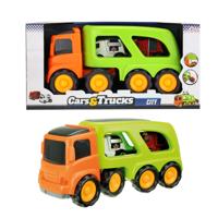Toi Toys truck met 2 hulpdienstvoertuigen 45 cm oranje/groen - thumbnail