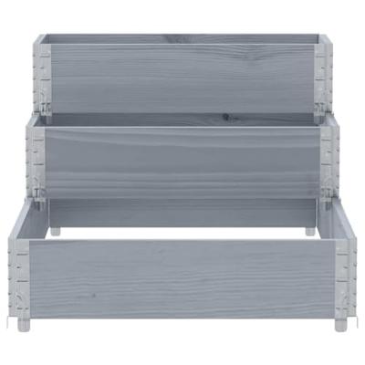 VidaXL Verhoogde plantenbak 3-laags 120x80 cm massief grenenhout grijs VidaXL Verhoogde plantenbak 3-laags 120x80 cm massief grenenhout grijs