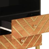 Nachtkastje 50x33x60 cm massief mangohout bruin en zwart - thumbnail