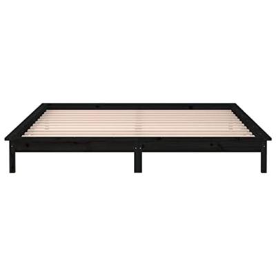 Bedframe LED massief hout zwart 120x190 cm 4FT Small Double Bedframe LED massief hout zwart 120x190 cm 4FT Small Double