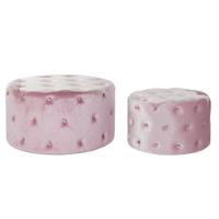 Voetensteun DKD Home Decor Roze Velvet Hout MDF Glam (2 pcs) - thumbnail