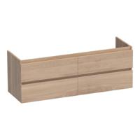 Brauer Joy - Onderkast - 140 cm - met 4 Softclose Lades Greeploos en 2 Sifon Uitsparingen - Lamellen Eiken Naturel - thumbnail