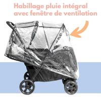BAMBISOL Dubbele Kinderwagen - Volledig uitgerust - Inclusief regenhoes - Eenvoudig opvouwbaar - thumbnail