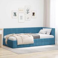 Hoekbedframe met hoofdeinde Blauw 90 x 200 cm Fluweel - thumbnail
