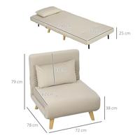 HOMCOM Slaapstoel (Breedte 72 cm, Beige) - thumbnail