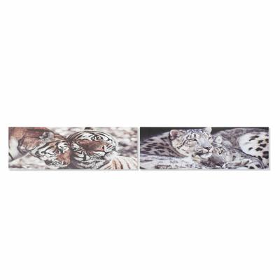 Schilderij DKD Home Decor Pijnboom Tijger Canvas (2 pcs) (135 x 2.5 x 45 cm)