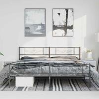 Bedframe met hoofd- en voeteneinde metaal zwart 193x203 cm - thumbnail