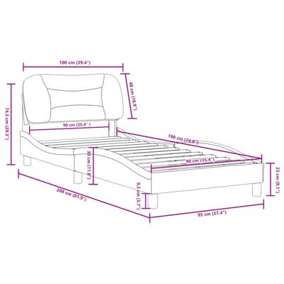 Bedframe zonder matras 90x190 cm stof donkergrijs