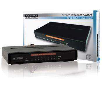 8-poorts 10/100 netwerkswitch 8-poorts 10/100 netwerkswitch