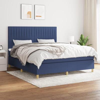 Boxspring met matras stof blauw 180x200 cm