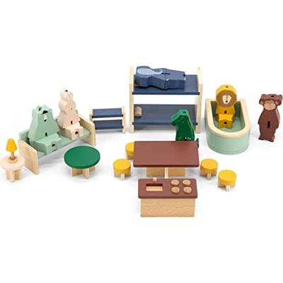 Trixie houten poppenhuis met accessoires - thumbnail