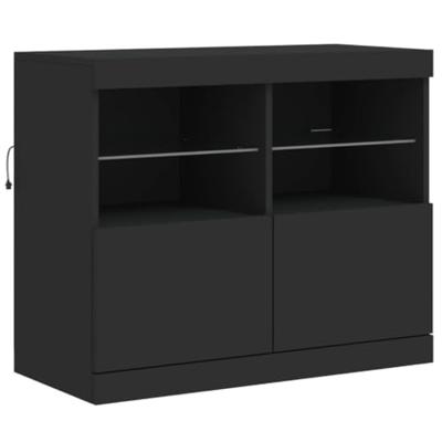Dressoir met LED-verlichting 81x37x67 cm zwart - thumbnail