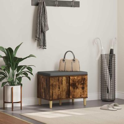 Halbank met kussen met opslag Gerookt eiken 60 x 38 x 46 cm Halbank met kussen met opslag Gerookt eiken 60 x 38 x 46 cm