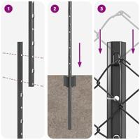 VidaXL Hek met paal grijs 1,5 x 10 m staal en pvc - thumbnail