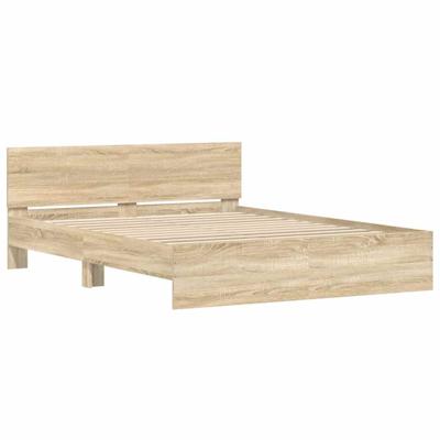 Bedframe met hoofdeinde sonoma eikenkleurig 150x200 cm - thumbnail