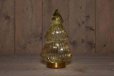 B.O.T. Tree Glass 15X28,5 cm Amber With Golden Base 10Led kerstverlichting Anna's Collection - Annas collection