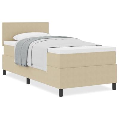 Boxspringbed met matras ribfluweel lichtgroen grijs 100x200 cm