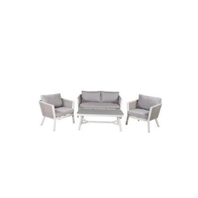 Nohr Loungeset 'Sauel' Met bank, 2 stoelen en tafel, kleur Grijs/Wit