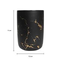 QUVIO Zeepdispenser + tandenborstelhouder - Zwart met goud - thumbnail