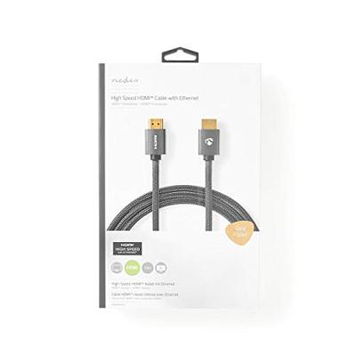 Nedis High Speed ??HDMI-Kabel met Ethernet | ARC | 1 m | Katoen | 1 stuks - CVTB34000GY10 CVTB34000GY10 - thumbnail