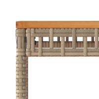 Tuintafel 38x38x42 cm poly rattan en acaciahout gemengd beige - thumbnail