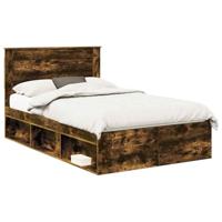 Bedframe met lade Gerookt eiken 120 x 190 cm Massief grenenhout - thumbnail