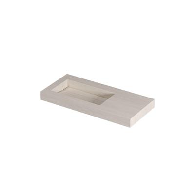 INK Pitch Wastafel keramische slab links met drain en front en side skirts zonder kraangat 100x45x9 Travertin mat